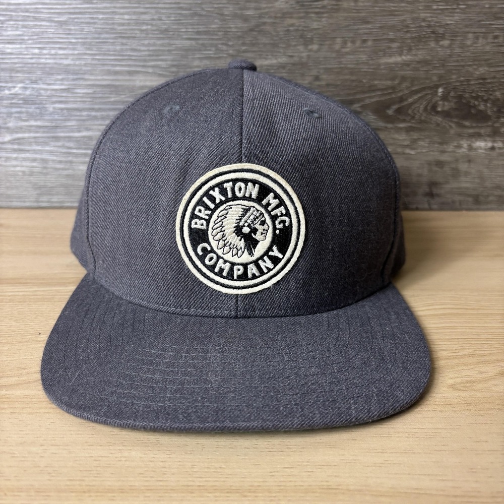 Brixton Hat Cap Snap Back Gray Embroidered Patch Flat Brim Mens Streetwear Skate